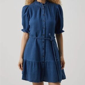 NWT GAP Crinkle Gauze Denim Mini Dress size xsmall petite